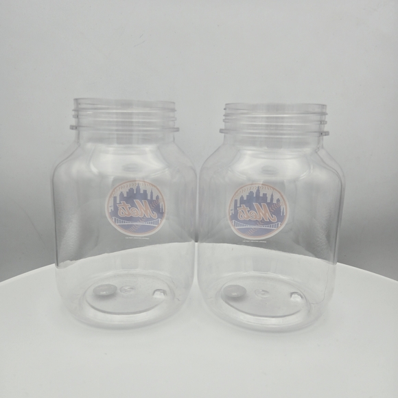 MLB Mets Clear Plastic Mason Jar - Set of 2 - Picture 3 of 6